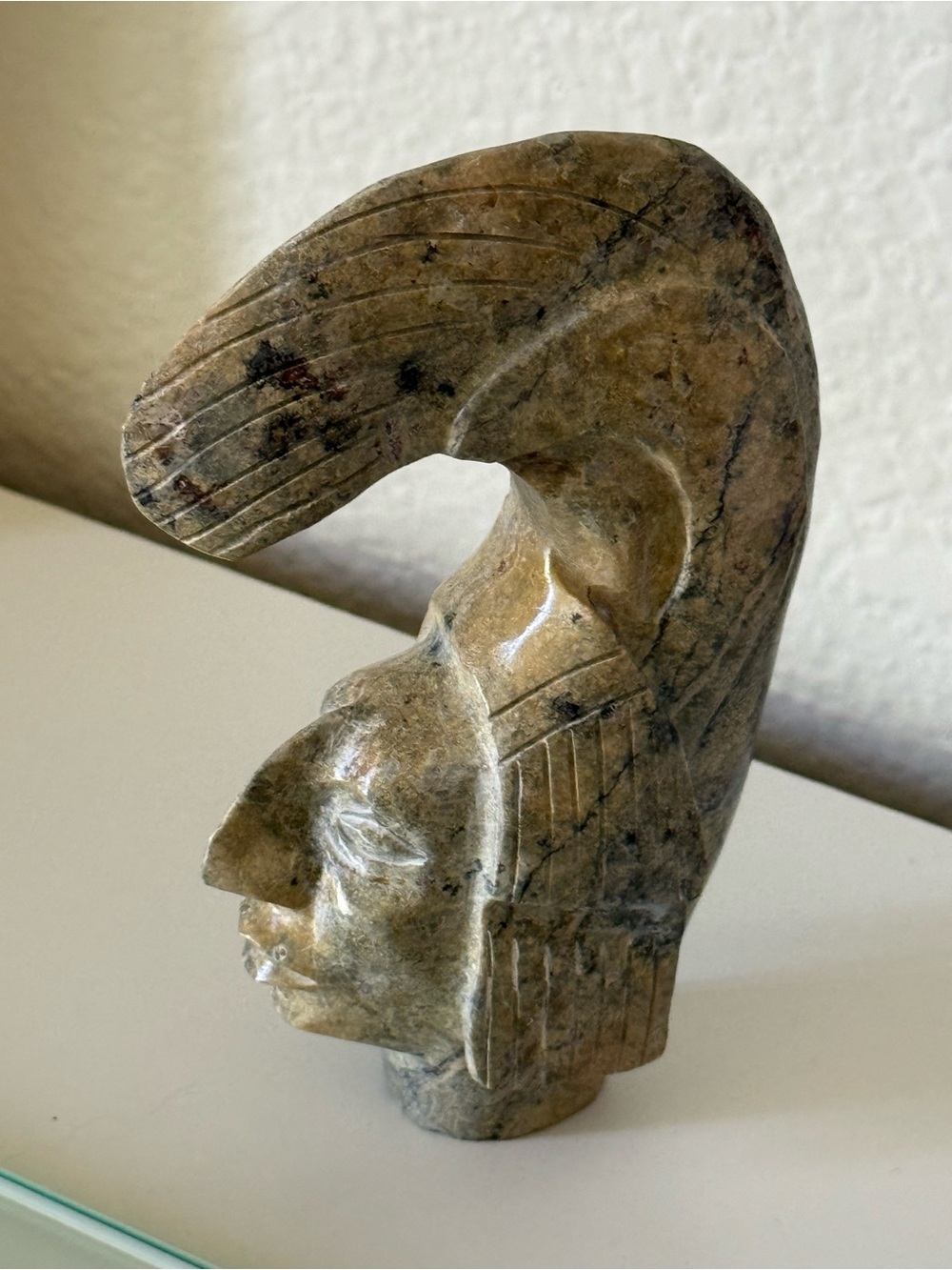Stone vtg head figure Mayan King Pacal